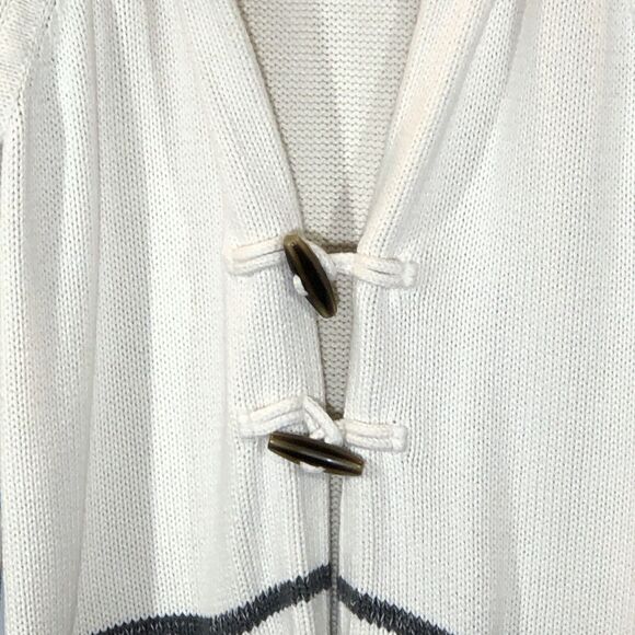 Gap Cardigan Sweater Womens Small Toggle Buttons Off White Gray Long Line Comfy - Picture 4 of 11